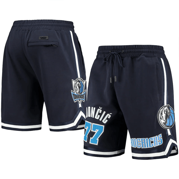 Men's Dallas Mavericks #77 Luka Doncic Navy Shorts - Click Image to Close